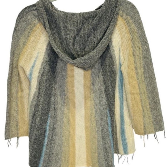 Free People Aztec Striped Fringe Open Front Hoodie Gorpecore Cardigan 3153 - Picture 4 of 7